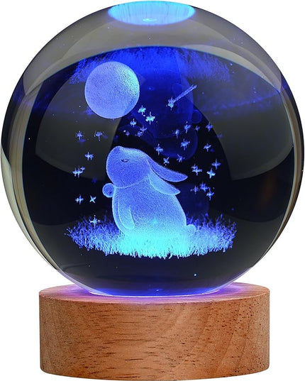 Easter Bunny Lamp Things for Teen Girls, Large 3D Bunny Night Light, Crystal Rabbit Lamp 16 Color Changing with Remote Control for Bedroom Decor, Night Light Bunny - LeafyLoom