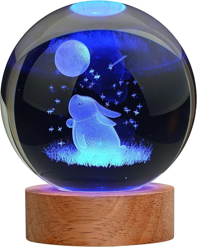 Easter Bunny Lamp Things for Teen Girls, Large 3D Bunny Night Light, Crystal Rabbit Lamp 16 Color Changing with Remote Control for Bedroom Decor, Night Light Bunny - LeafyLoom