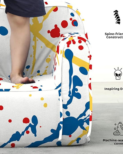 Cuddly Toddler Chair, Kids Snuggly-Soft armchair,Kids Sofa Chair with Washable and Removable Cover,Toddler Foam Chair with Friendly Carrying Handle, Reading Couch for Boys and Girls - LeafyLoom