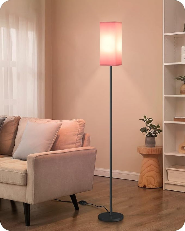 Floor Lamp, Pole Lamp with Foot Switch, Modern Standing Lamp Lampshade, Minimalist Freestanding Lamp (Bulb Not Included), for Living Room, Bedroom Office FCC Listed, Black and Pink P07LD05 - LeafyLoom