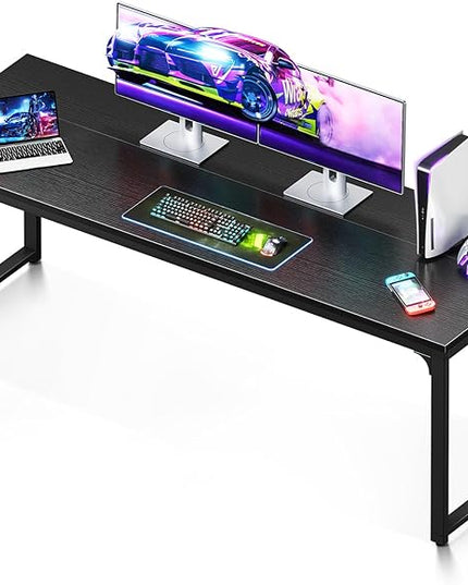 Coleshome 71 Inch Computer Desk, Modern Simple Style Desk for Home Office, Study Student Writing Desk, Black - LeafyLoom