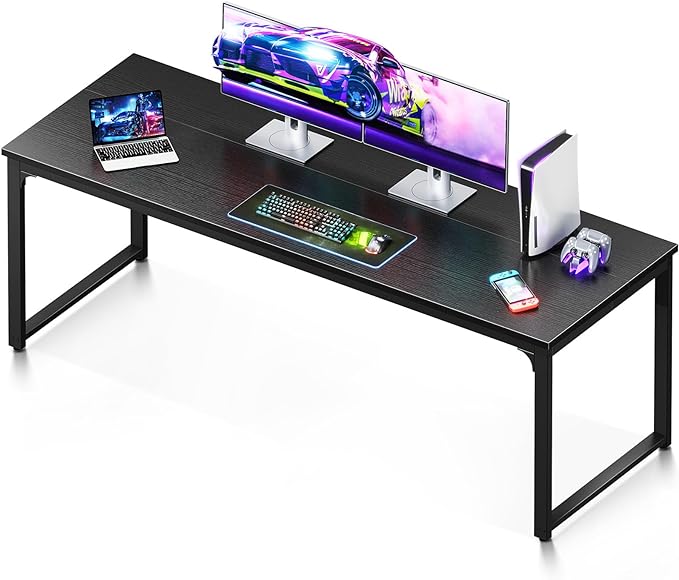 Coleshome 71 Inch Computer Desk, Modern Simple Style Desk for Home Office, Study Student Writing Desk, Black - LeafyLoom