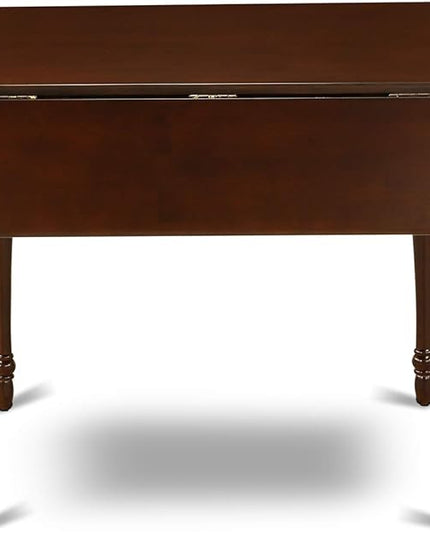 East West Furniture Monza 5 Piece Kitchen Set Includes a Rectangle Table with Dropleaf and 4 Linen Fabric Dining Room Chairs, 36x54 Inch, Mahogany - LeafyLoom