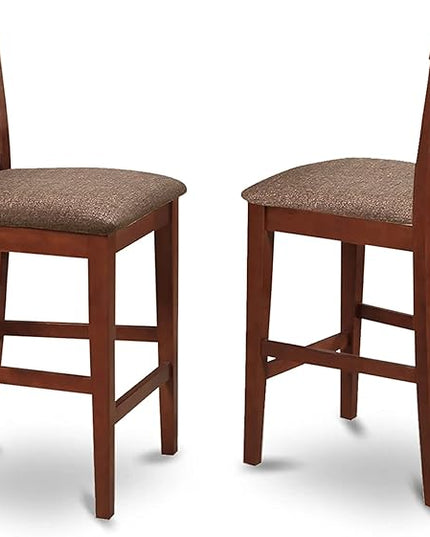 East West Furniture PUBS3-BRN-C 3 Piece Counter Height Set for Small Spaces Contains a Square Kitchen Table and 2 Linen Fabric Dining Room Chairs, 36x36 Inch - LeafyLoom