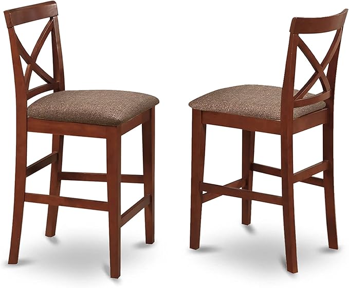 East West Furniture PUBS3-BRN-C 3 Piece Counter Height Set for Small Spaces Contains a Square Kitchen Table and 2 Linen Fabric Dining Room Chairs, 36x36 Inch - LeafyLoom