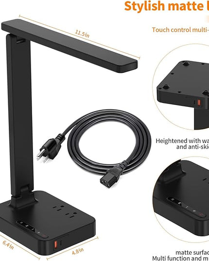 cozoo LED Desk Lamp,3 Lighting Modes Dimmable Table Lamp,Touch Control Table Desk Lamp with USB Charging Port,Auto Timer, for College Dorm, Home, Office,Study Lamp Desk Light(Black) - LeafyLoom