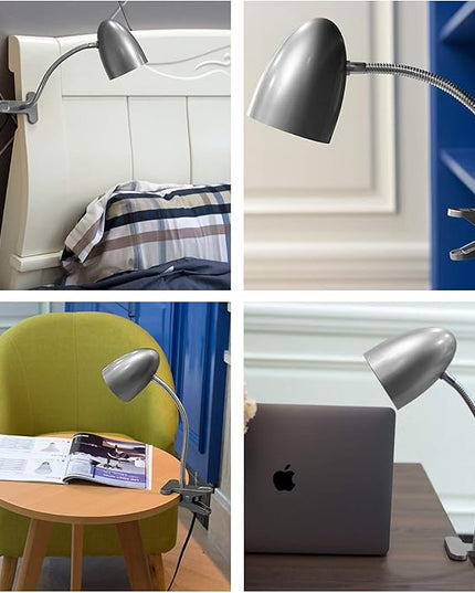 Desk lamp with Clamp, Non-Dimmable Clip Light for Bed and Desk, 4000K Cool White, 3.5W 240 LM Flexible Gooseneck lamp, Eye Protection, ETL Listed - LeafyLoom