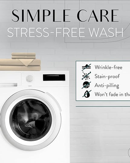 Danjor Linens Twin Sheets Set - Hotel Luxury Essential Bedding - 4 pc Soft Bedding & Pillowcases Set with Deep Pockets - Breathable Bed Sheets, Wrinkle Free - Taupe Sheets - LeafyLoom