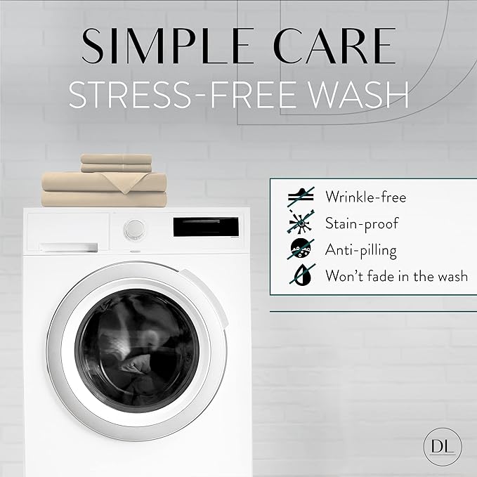 Danjor Linens Twin Sheets Set - Hotel Luxury Essential Bedding - 4 pc Soft Bedding & Pillowcases Set with Deep Pockets - Breathable Bed Sheets, Wrinkle Free - Taupe Sheets - LeafyLoom