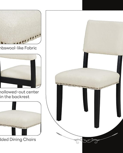 Modern Round Pedestal Kitchen 4 Upholstered Chairs, Rubber Wood, Easy Assembly, for Studio, Apartment, Small Places, Room, 5 Piece Dining Table Set, Black 3 - LeafyLoom