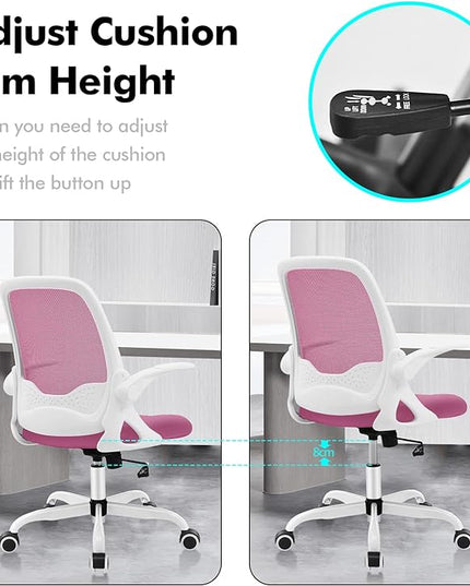 KERDOM Office Chair, Ergonomic Desk Chair, Breathable Mesh Computer Chair, Comfy Swivel Task Chair with Flip-up Armrests and Adjustable Height - LeafyLoom