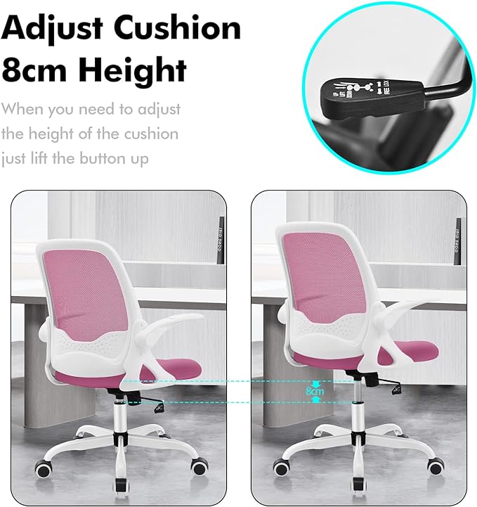KERDOM Office Chair, Ergonomic Desk Chair, Breathable Mesh Computer Chair, Comfy Swivel Task Chair with Flip-up Armrests and Adjustable Height - LeafyLoom