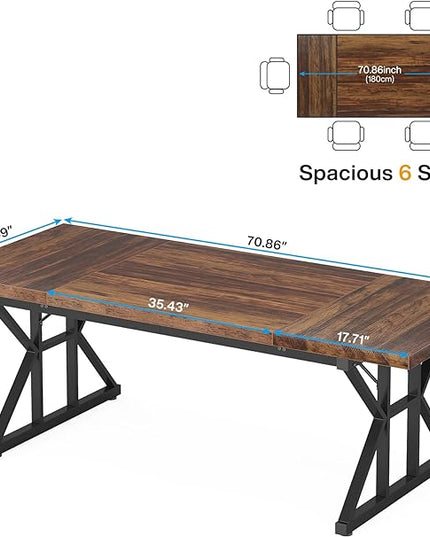 Tribesigns 70.8-Inch Executive Desk, Large Computer Office Desk Workstation, Modern Simple Style Laptop Desk Study Writing Table Business Furniture for Home Office (Brown/Black, 70.8 Inch) - LeafyLoom