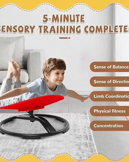 Zhenx Spinning Chair for Kids, Autism Kids Swivel Chair, Kids Sensory Chair, Spinning Chair for Autistic Kids & ADHD Children, Sit and Spin Training Body Coordination(Red) - LeafyLoom