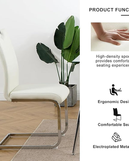 NicBex Haerin-SD-00375-LWJ Dining Chairs, 16.5"x17.9"x38.2", White and Silver - LeafyLoom