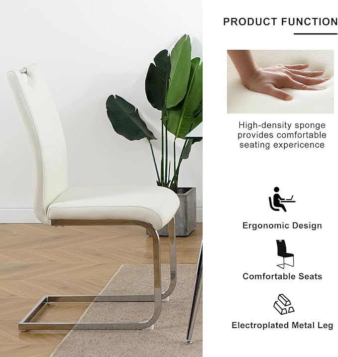 NicBex Haerin-SD-00375-LWJ Dining Chairs, 16.5"x17.9"x38.2", White and Silver - LeafyLoom