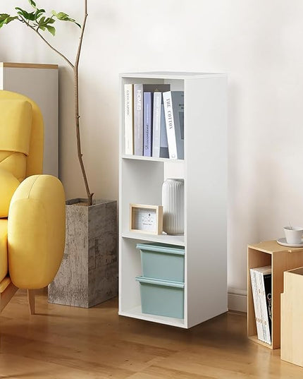 PACHIRA E-Commerce Wooden Storage Cubes Bookcase, Unit Shelf, Closet Cabinet, Organizer Rack in Living Room, Bedroom, Study, 3 Cube, White - LeafyLoom