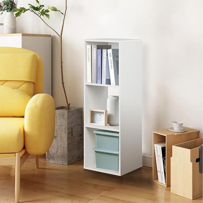 PACHIRA E-Commerce Wooden Storage Cubes Bookcase, Unit Shelf, Closet Cabinet, Organizer Rack in Living Room, Bedroom, Study, 3 Cube, White - LeafyLoom