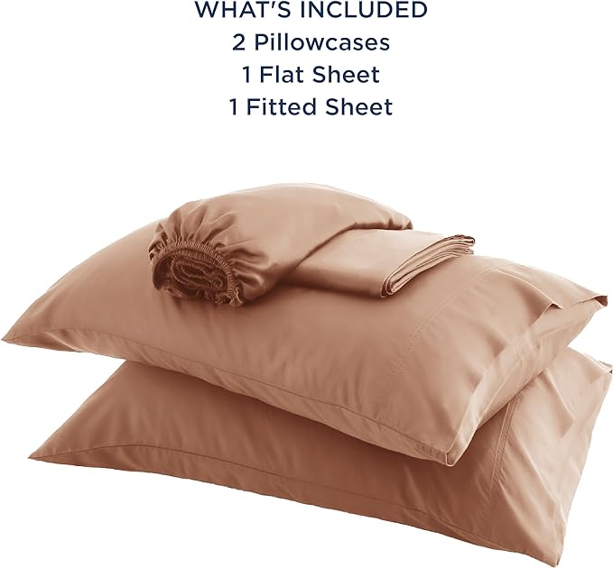 Bedsure King Size Sheet Set, Cooling Sheets King, Rayon Derived from Bamboo, Deep Pocket Up to 16", Breathable & Soft Bed Sheets, Hotel Luxury Silky Bedding Sheets & Pillowcases, Taupe - LeafyLoom