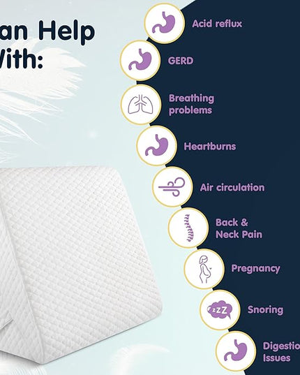 Adjustable Bed Wedge Pillow for Sleep Apnea, Gerd, Acid Reflux, Post Surgery, Heartburn - Foam Wedge Pillow for Back Pain Relief, Sleep Apnea Pillow Wedge or Bed Wedge Pillow for Sleeping for Seniors - LeafyLoom