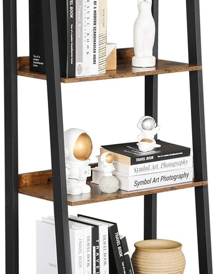 VASAGLE Bookshelf, 4-Tier Bookcase, Ladder Shelf for Home Office, Living Room, Bedroom, Kitchen, Rustic Brown and Ink Black ULLS054X01 - LeafyLoom