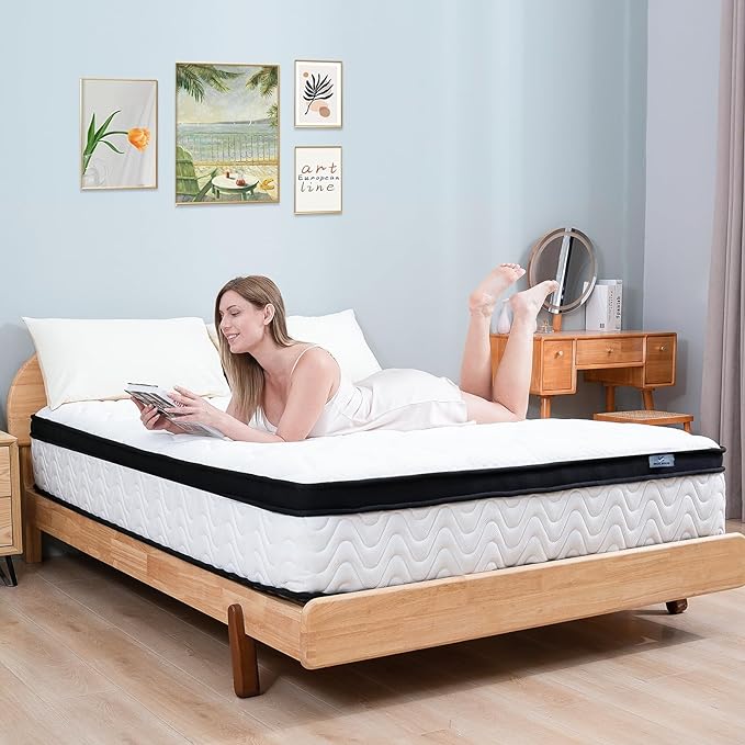 Full Size Mattress | 10 Inch Hybrid Mattresses Full in a Box | Medium Firm Memory Foam and Individual Pocket Springs | Fiberglass Free Bed Matress | Breathable | CertiPUR-US - LeafyLoom