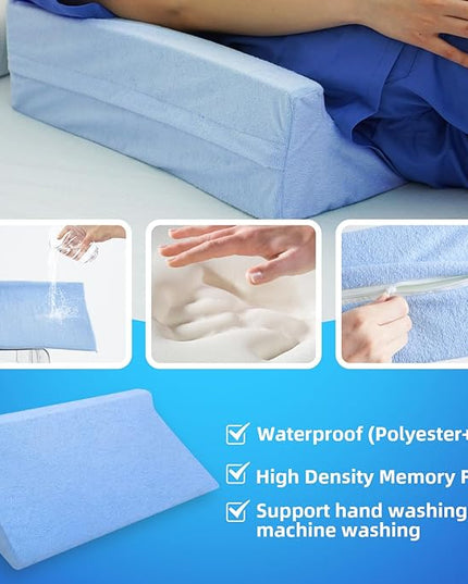 Side Wedge Pillow for Sleeping Back Support Pillow Memory Foam Bed Wedge Pillow for Side Sleeping Post Surgery, Wedge Pillow Body Position Side Sleeper Pillow - LeafyLoom
