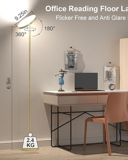Keepsmile Gold Double Side Lighting LED Floor Lamp with Remote Smart App 36W 2600LM Bright Tall Standing RGB Floor Lamp Angle Multicolor Dimmable Modern Floor Lamps for Living Room Bedroom - LeafyLoom