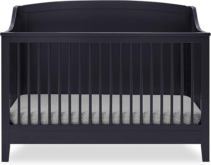 Delta Children Campbell 6-in-1 Convertible Crib - Greenguard Gold Certified, Midnight Grey - LeafyLoom