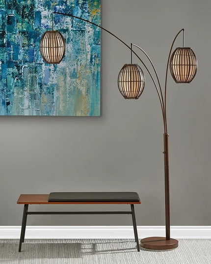 Adesso 4026-26 Maui Arc Lamp, 82 in., 3x60W Incandescent,13 CFL, Antique Bronze, 1 Floor Lamp - LeafyLoom