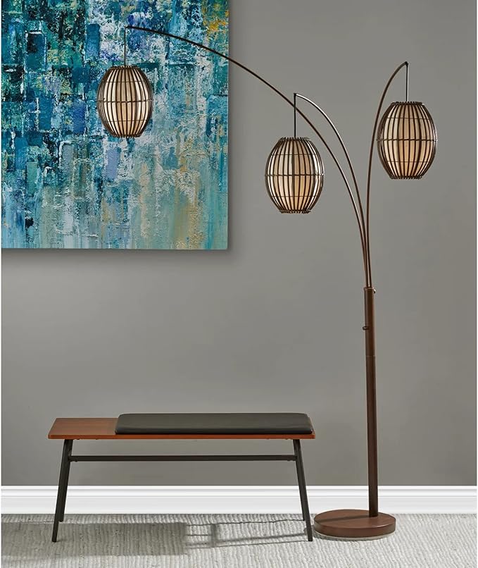 Adesso 4026-26 Maui Arc Lamp, 82 in., 3x60W Incandescent,13 CFL, Antique Bronze, 1 Floor Lamp - LeafyLoom