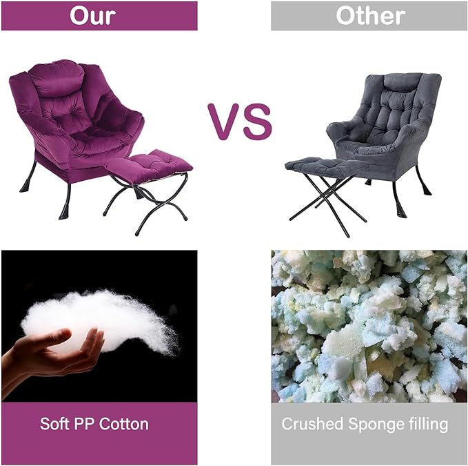 LITA Lazy Chair with Ottoman, Modern Accent Leisure Upholstered Sofa Chair, Contemporary Lounge Reading Chair with Armrests and a Side Pocket for Living Room, Bedroom & Small Space - LeafyLoom