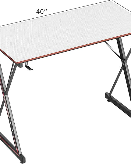 CubiCubi Gaming Desk 40 Inch PC Computer Desk, Home Office Desk Table Gamer Workstation, Simple Game Table, White - LeafyLoom