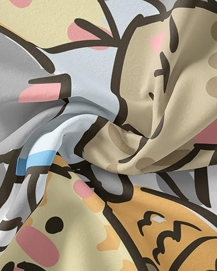 Kawaii Cat Comforter King Size,Cute Cat Comforter Set for Kids Teens Girls,3Pcs Bedding Set Printed Comforter with 2 Pillowcases,Down Alternative,Soft and Lightweight，King Size - LeafyLoom