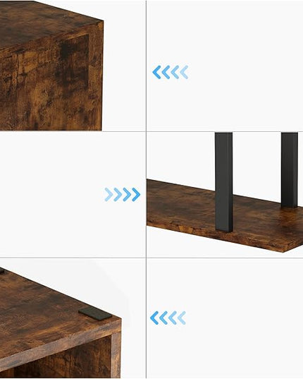 Yusong Geometric Bookcase, S Shaped Bookshelf 6-Tier Book Shelves for Bedroom, Modern Wood Decorative Display Shelf Tall Book Case for Home Office, Bown and Black - LeafyLoom