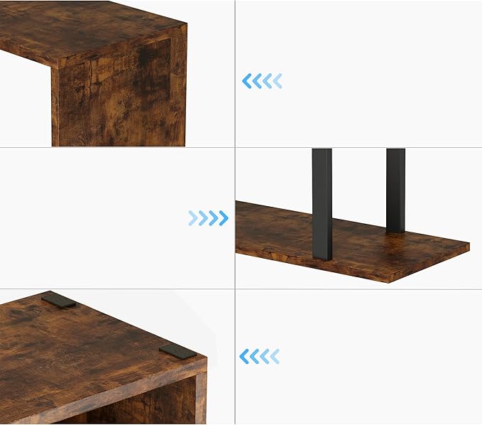 Yusong Geometric Bookcase, S Shaped Bookshelf 6-Tier Book Shelves for Bedroom, Modern Wood Decorative Display Shelf Tall Book Case for Home Office, Bown and Black - LeafyLoom