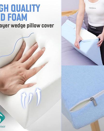 Knee Wedge Pillow Pure Memory Foam, 8" Triangle Knee Pillow for Back Sleeping or Post Surgery, Leg Pillow Bed Wedge for Knee Support Leg Elevation Sciatica Knee Hip Back Pain Relief - LeafyLoom