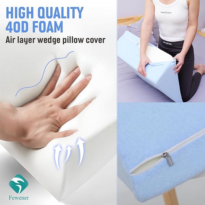 Knee Wedge Pillow Pure Memory Foam, 8" Triangle Knee Pillow for Back Sleeping or Post Surgery, Leg Pillow Bed Wedge for Knee Support Leg Elevation Sciatica Knee Hip Back Pain Relief - LeafyLoom