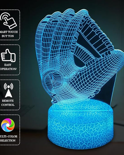 Baseball Night Light,Baseball Gifts for Boy, 3D Baseball Lamp,Kids Bedside Lamp,16 Color Change Decor Lamp with Remote & Smart Touch, Gifts for Christmas Birthday Boys Men Girls - LeafyLoom