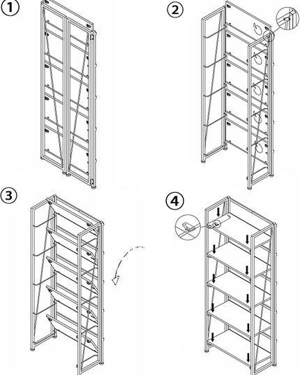 No-Assembly Folding Bookshelf Storage Shelves 5 Tiers Vintage Multifunctional Plant Flower Stand Storage Rack Shelves Bookcase for Home Office(Firestone and Black) - LeafyLoom