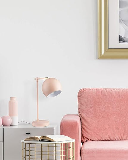 Globe Electric 52285 Hannah 18" Desk Lamp, Matte Pink, Brass Pivot Joint, in-Line On/Off Rotary Switch - LeafyLoom