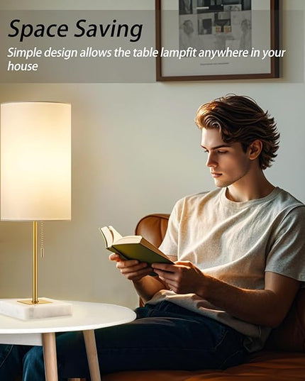 Luvkczc Minimalist Marble Table Lamp Set of 2 for Mens Room Table Decor - LeafyLoom
