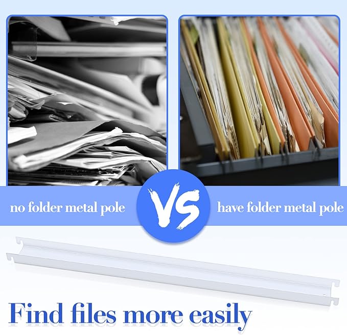 6 Pcs Filing Front to Back Rails File Cabinet Rails Lateral Hanging File Bar Stainless Steel White File Cabinet Inserts for Sides Letter Size Folders Office Home Storage Organizer 15.76 Inches Long - LeafyLoom