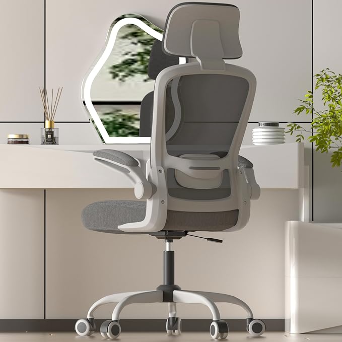 Mimoglad Office Chair, High Back Ergonomic Desk Chair with Adjustable Lumbar Support and Headrest, Swivel Task Chair with flip-up Armrests for Guitar Playing, 5 Years Warranty - LeafyLoom