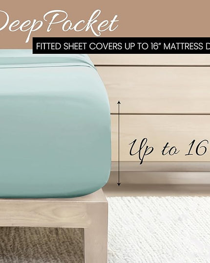 Linen Market Bed Sheets for King Size Bed (Aqua) - Sleep Better Than Ever with These Soft and Cooling King Sheets - Deep Pocket Fits 16" Thick Beds - 4 Piece King Sheet Set - LeafyLoom