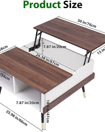 TOPSKY Lift Top Coffee Table, Square Coffee Table with Storage Shelves (Rustic Brown) - LeafyLoom