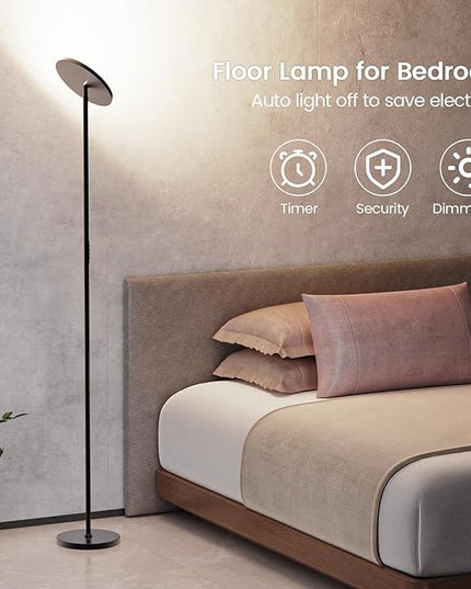Dimunt Floor Lamp, 30W/2400LM LED Modern Torchiere Sky Lamp, 3000K-5000K Super Bright Dimmable Standing Tall Lamp with 3 Color Temperatures, Remote Button Control, 1 Hour Timer for Living Room Office - LeafyLoom