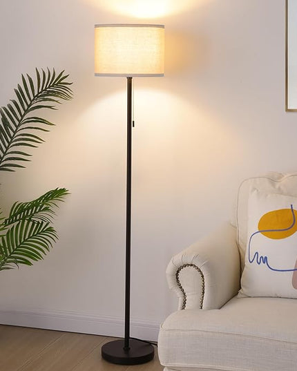 FOLKSMATE Floor Lamp for Living Room, LED Modern Simple Standing Lamps, Tall Lamp for Bedroom, Kid, Office, Reading Room Black Pole Light without Bulb - LeafyLoom