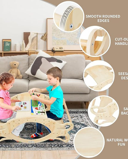 Wooden 2 in-1 Kids Table and Chair Set, Kids Activity Table for Drawing Read Playing, Toddler Learning Play Table Toys for Home, Nursery, Playroom, Gift for Boy & Girl (Natural) - LeafyLoom