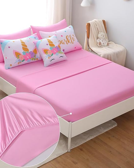 JQinHome Unicorn Queen Bedding Sets for Girls Kids,8 Piece Bed in A Bag 3D Colorful Flower Girl Unicorn Comforter Set with Sheet Set(Sparkle) - LeafyLoom